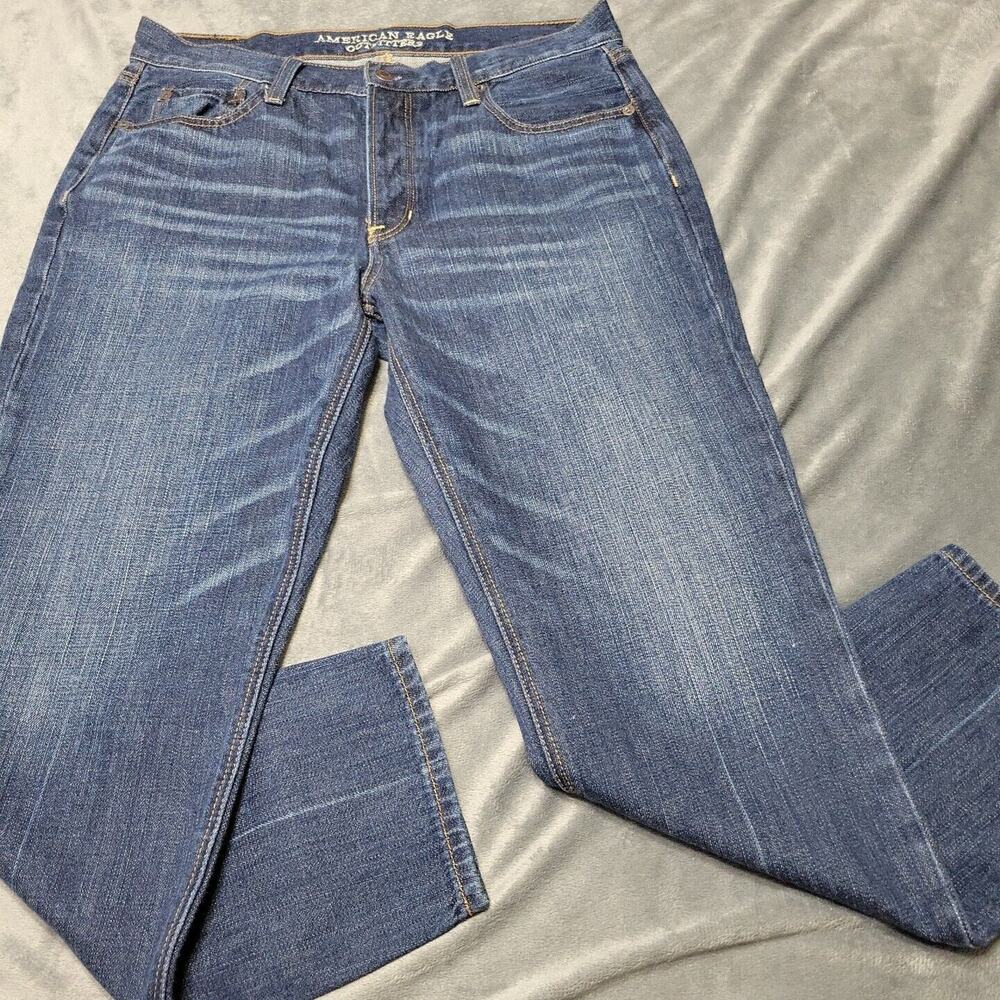 American Eagle Vintage High‎ Risw Jeans Womens 10 Dark Blue Pockets Rigid Denim